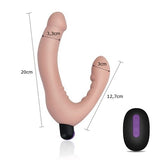 USB Şarjlı Uzaktan Kumandalı Çift Taraflı Lezbiyen Strap-on Vibratör - LV430103