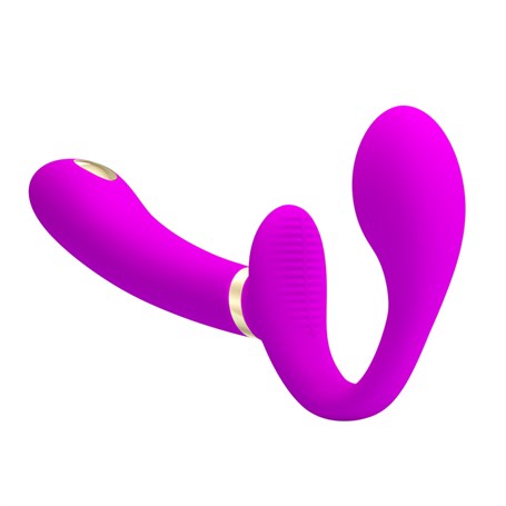 USB Şarjlı Uzaktan Kumandalı Elektro Şoklu Çift Taraflı Strapon Teknolojik G-Spot Vajinal Vibratör - BDM2268