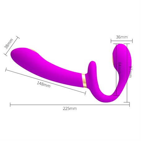 USB Şarjlı Uzaktan Kumandalı Elektro Şoklu Çift Taraflı Strapon Teknolojik G-Spot Vajinal Vibratör - BDM2268