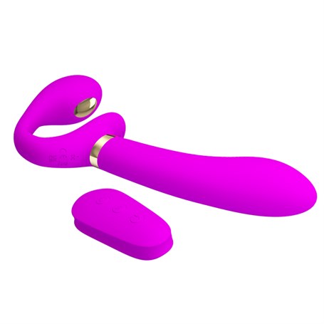 USB Şarjlı Uzaktan Kumandalı Elektro Şoklu Çift Taraflı Strapon Teknolojik G-Spot Vajinal Vibratör - BDM2268