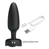 USB'den Manyetik Şarjlı 10 Farklı Titreşimli İleri Geri Hareketli 5 Led Işıklı Silikon Anal Plug - Tarion - BDM1437