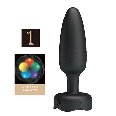 USB'den Manyetik Şarjlı 10 Farklı Titreşimli İleri Geri Hareketli 5 Led Işıklı Silikon Anal Plug - Tarion - BDM1437