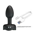 USB'den Manyetik Şarjlı 10 Farklı Titreşimli 5 Led Işıklı Silikon Anal Plug - Olman - BDM1444