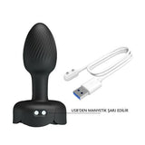 USB'den Manyetik Şarjlı 10 Farklı Titreşimli 5 Led Işıklı Silikon Anal Plug - Olman - BDM1444