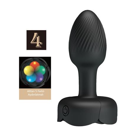 USB'den Manyetik Şarjlı 10 Farklı Titreşimli 5 Led Işıklı Silikon Anal Plug - Olman - BDM1444