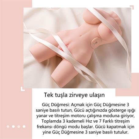 USB'den Manyetik Şarjlı Titreşim Fonksiyonlu Realistik Yarım Vücut - Kosey Pussy - BDM1616