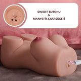 USB'den Manyetik Şarjlı Titreşim Fonksiyonlu Realistik Yarım Vücut - Elroy Pussy - BDM1614