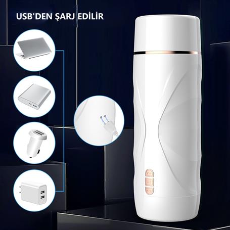 USB'den Şarjlı 3 Emme ve Güçlü 7 Titreşim Fonksiyonlu Realistik Masturbatör - Riley - BDM1620