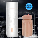 USB'den Şarjlı 3 Emme ve Güçlü 7 Titreşim Fonksiyonlu Realistik Masturbatör - Riley - BDM1620