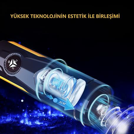 USB'den Şarjlı 3cm İleri Geri & Sağ Sol Titreşim Fonksiyonlu Realistik Masturbatör - Aneemun - BDM1621