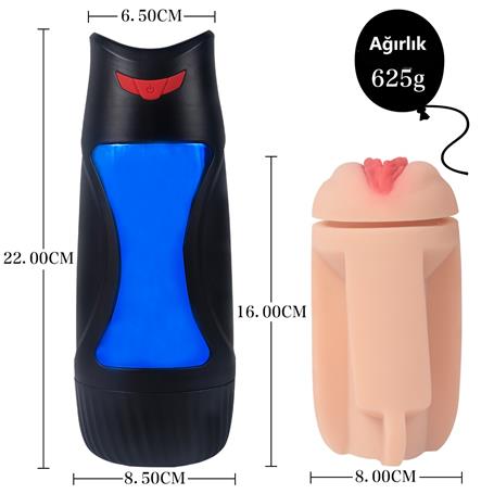 USB'den Şarjlı Emme ve Güçlü 12 Titreşim Fonksiyonlu Realistik Masturbatör - Renee - BDM1618