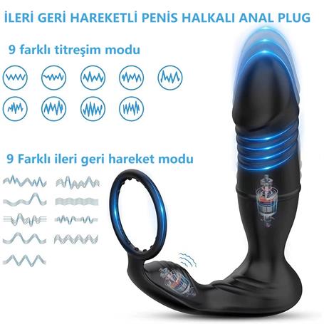 Uzaktan Kumandalı İleri Geri Penis Halkası Manyetik USB Şarjlı Titreşimli Anal Plug - BDM1585