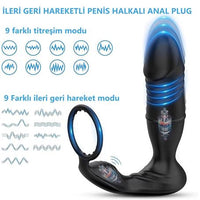 Uzaktan Kumandalı İleri Geri Penis Halkası Manyetik USB Şarjlı Titreşimli Anal Plug - BDM1585