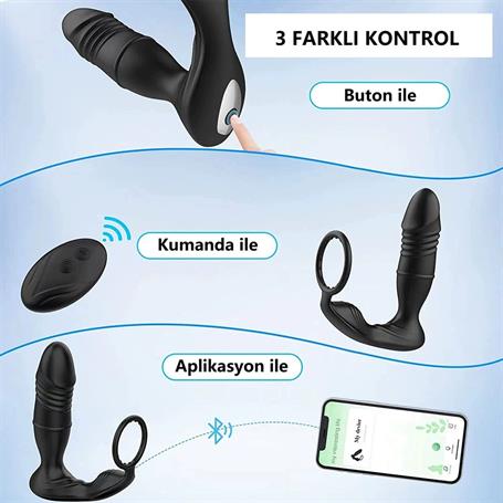 Uzaktan Kumandalı İleri Geri Penis Halkası Manyetik USB Şarjlı Titreşimli Anal Plug - BDM1585