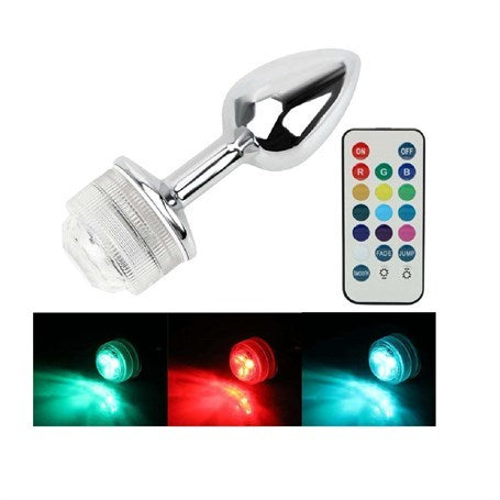 Uzaktan Kumandalı Led Işıklı Orta Boy Çelik Anal Plug - BDM092