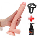 %10 İndirim – 28,5 cm. Belden Bağlamalı Büyük Boy Vantuzlu Dildo Penis - CA-FA-XM213B