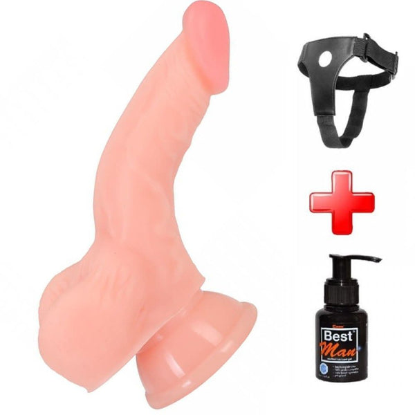 17 cm Belden Bağlamalı Realistik Eğik Penis Dildo - FA-XM224B