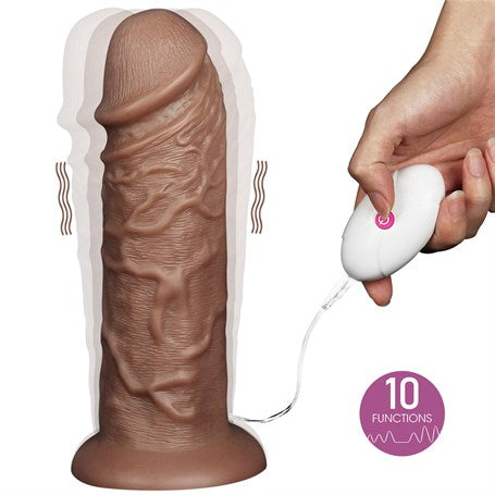 Yeni Nesil Çift Katmanlı 10 Titreşim Fonksiyonlu 26,6 cm Realistik Kalın Dildo Melez Penis - LV111120