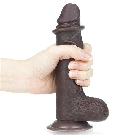Yeni Nesil Çift Katmanlı 17,5 cm Realistik Zenci Dildo Penis - LV317011