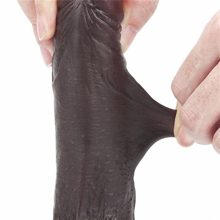 Yeni Nesil Çift Katmanlı 17,5 cm Realistik Zenci Dildo Penis - LV317011