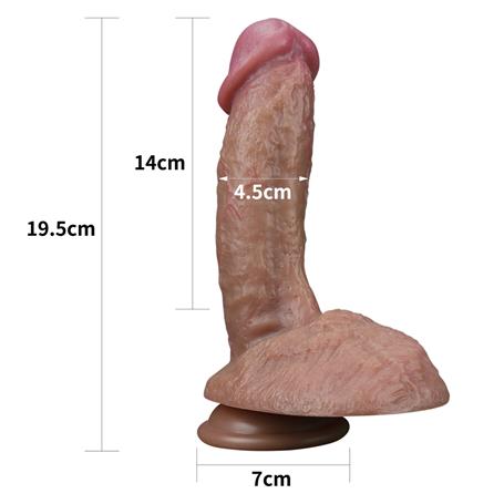 Yeni Nesil Çift Katmanlı 19,5 cm Realistik Dildo Penis - LV411051