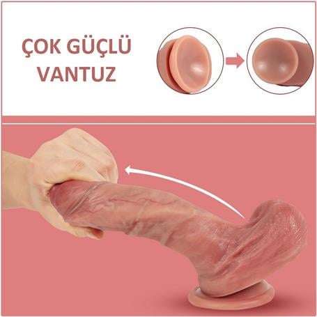 Belden Bağlamalı Yeni Nesil Çift Katmanlı 21,5 cm Realistik Dildo Penis - BDM1293B