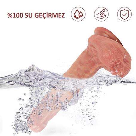 Belden Bağlamalı Yeni Nesil Çift Katmanlı 21,5 cm Realistik Dildo Penis - BDM1293B