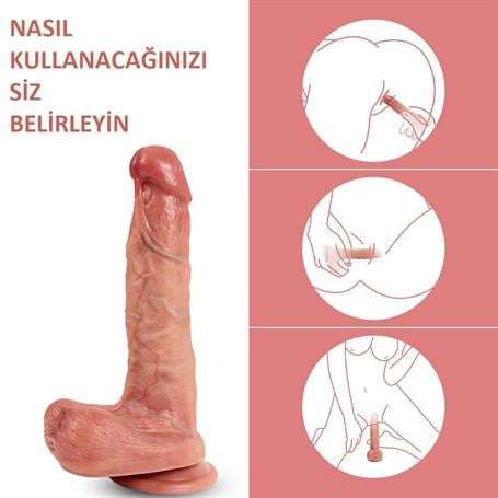 Belden Bağlamalı Yeni Nesil Çift Katmanlı 21,5 cm Realistik Dildo Penis - BDM1293B