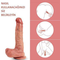 Yeni Nesil &Ccedil;ift Katmanlu0131 21,5 cm Realistik Dildo Penis - BDM1293