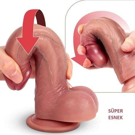 Belden Bağlamalı Yeni Nesil Çift Katmanlı 22 cm Realistik Dildo Penis - BDM1294B