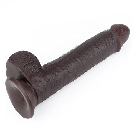 Yeni Nesil Çift Katmanlı Belden Bağlamalı 23 cm Realistik Zenci Dildo Penis - LV317013B