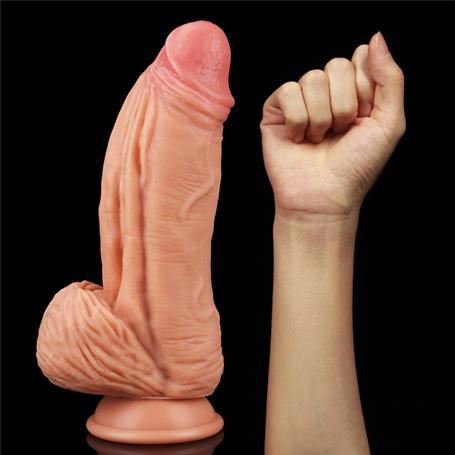 Belden Bağlamalı Yeni Nesil Çift Katmanlı 24,5 cm Realistik Dildo Penis - LV411024B