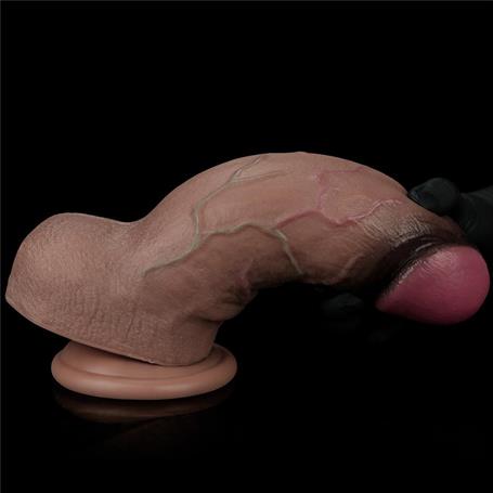 Belden Bağlamalı Yeni Nesil Çift Katmanlı 24,6 cm Realistik Dev Melez Dildo Penis - LV411061B