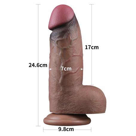 Belden Bağlamalı Yeni Nesil Çift Katmanlı 24,6 cm Realistik Dev Melez Dildo Penis - LV411061B