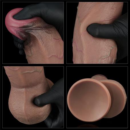 Yeni Nesil Çift Katmanlı 24,6 cm Realistik Dev Melez Dildo Penis - LV411061