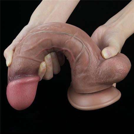 Yeni Nesil Çift Katmanlı 26,5 cm Realistik Dev Melez Dildo Penis - LV411053