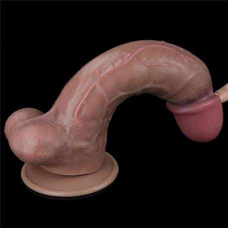Belden Bağlamalı Yeni Nesil Çift Katmanlı 26,5 cm Realistik Dev Melez Dildo Penis - LV411053B