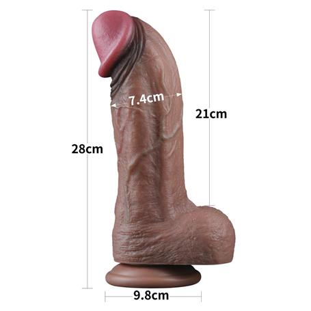 Belden Bağlamalı Yeni Nesil Çift Katmanlı 28 cm Realistik Dev Melez Dildo Penis - LV411062B