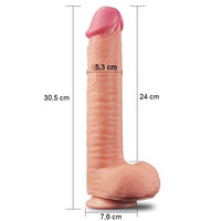 Yeni Nesil Çift Katmanlı 30,5 cm Realistik Dev Dildo Penis - LV411013
