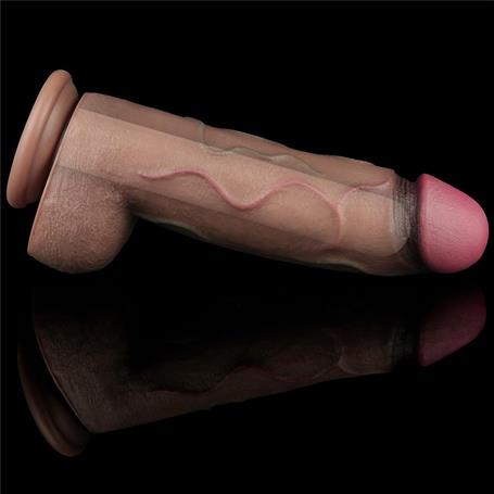Belden Bağlamalı Yeni Nesil Çift Katmanlı 31 cm Realistik Dev Melez Dildo Penis - LV411063B