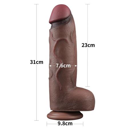 Belden Bağlamalı Yeni Nesil Çift Katmanlı 31 cm Realistik Dev Melez Dildo Penis - LV411063B