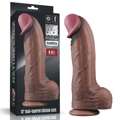 Yeni Nesil Çift Katmanlı 33 cm Realistik Dev Melez Dildo Penis - LV411064