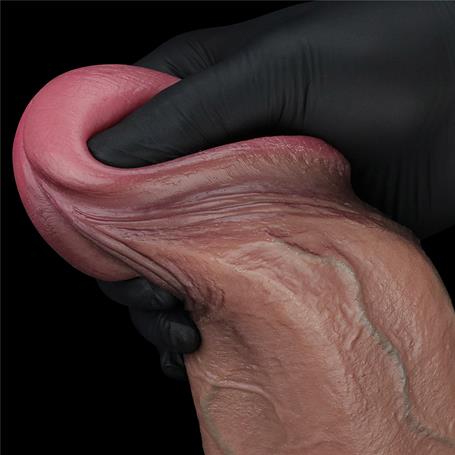 Belden Bağlamalı Yeni Nesil Çift Katmanlı 33 cm Realistik Dev Melez Dildo Penis - LV411064B
