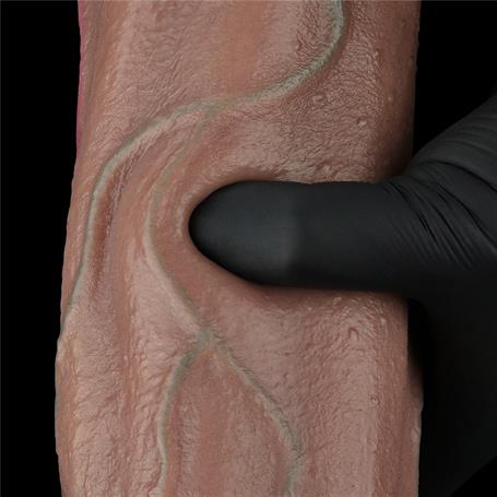 Belden Bağlamalı Yeni Nesil Çift Katmanlı 33 cm Realistik Dev Melez Dildo Penis - LV411064B