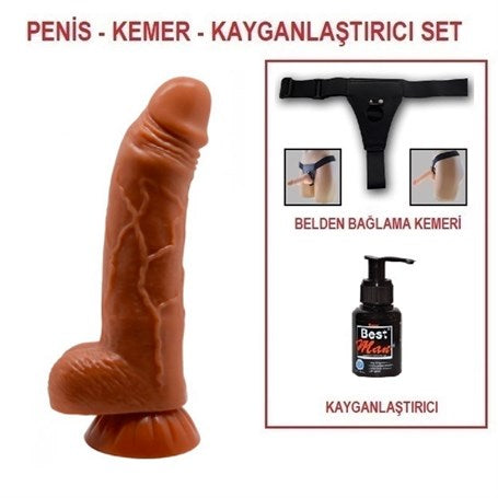 Yeni Nesil Çift Katmanlı Belden Bağlamalı 18 cm Realistik Dildo Penis - BDM8102NB